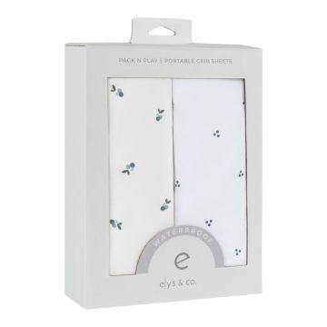 Elys and Co Blue Berries Waterproof Sheets, 2 pack - Pack N Play Sheet