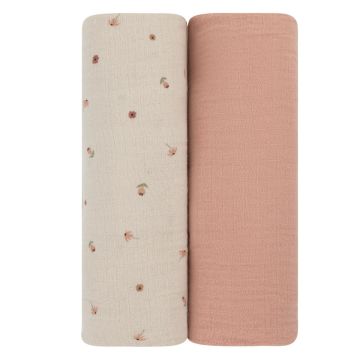 Elys and Co 2 Pack Muslin Swaddles - Garden Flowers/Pink Peony