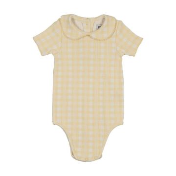 Kin+Kin Gingham PRINTED PETER PAN COLLAR ONESIE