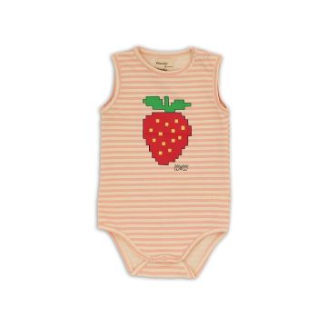 Wander & Wonder Baby Summer Onesie Strawberry Stripe