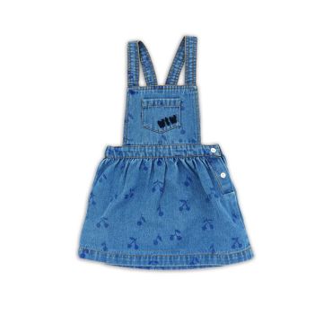 Wander & Wonder Baby Pinafore Dress Cherries Denim