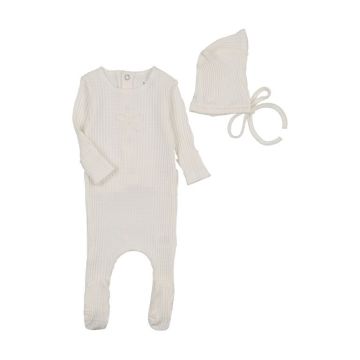 Bee & Dee Dainty Rope Pointelle Footie With Pointy Bonnet