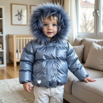 Scotch Bonnet Baby Coat Blue with Blue Fur