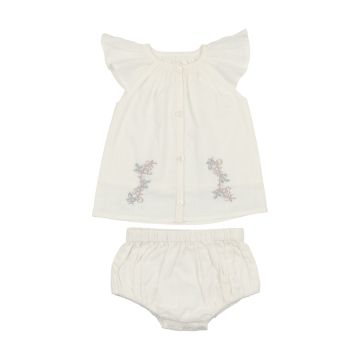 Maniere DELICATE FLORAL GIRL'S 2PC SET, IVORY