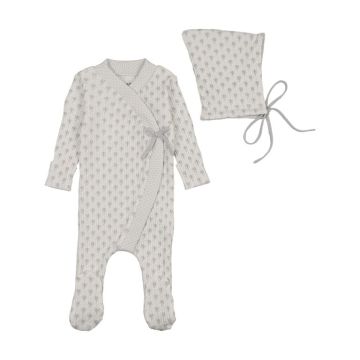 Bee&Dee Double Print Wide Rib Footie with Pointy Bonnet