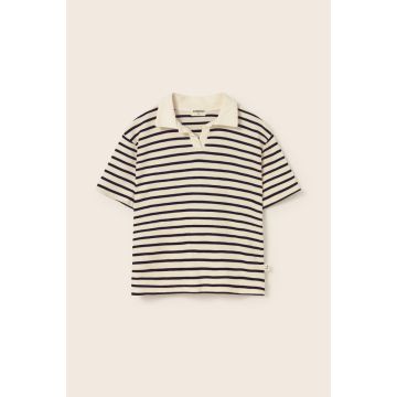 Cozmo Striped Polo T-shirt Navy