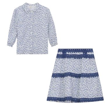 Clo 2 pc Girls Set White/Blue Floral