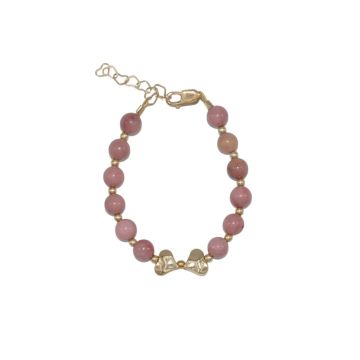 Lil Charms Rose Beads And Gold Hearts Bracelate 