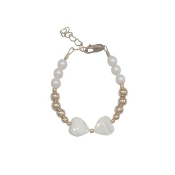 Lil Charms Gold And White Heart Bracelate 