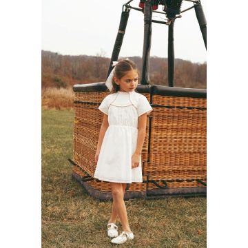 One Child Tally Embroidered Scalloped Trimming Dress