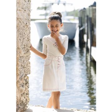 Lil Legs BIKE GIRL TEE THREE QUARTER SLEEVE White