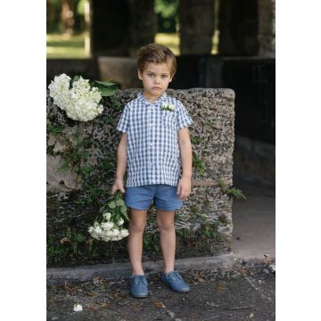Lil Legs GINGHAM COLLAR SHIRT BRIGHT BLUE