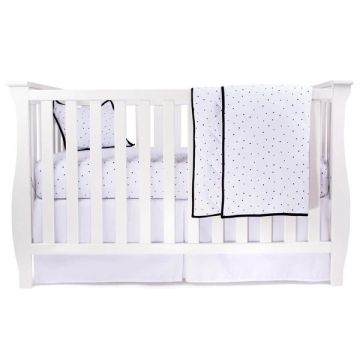Ely's & Co Crib Set 4PC Pack Black n White Polka Dots - Standard Set