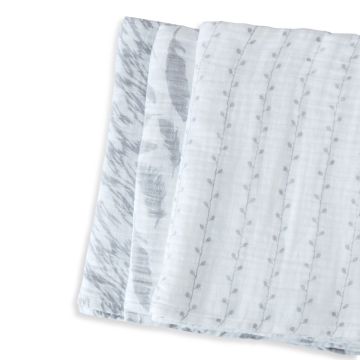 Ely's & Co Cotton Muslin Swaddle Blanket 3 Pack Classic Grey