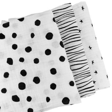 Ely's & Co Muslin Swaddle Blanket Abstract Black and White