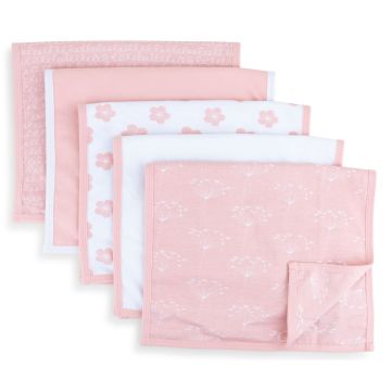 Ely's & Co Waterproof Reversible Cotton Burp Cloths Pink Floral Combo