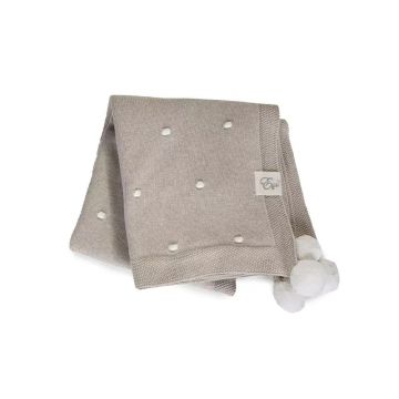 EFFIKI POPCORN BLANKET - beige with cream pompoms
