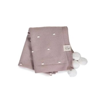 EFFIKI POPCORN BLANKET - pink with cream pompoms