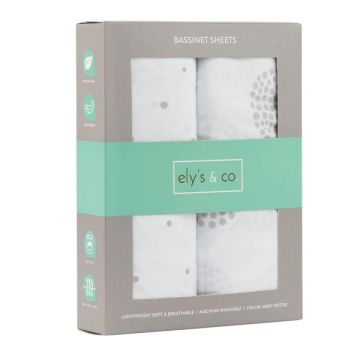 Ely's & Co Bassinet sheets - grey dotties