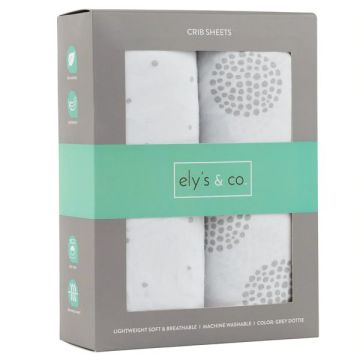 Ely's & Co crib sheets - grey dotties