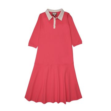 Elle Rae Pique Dress Hot Pink 3/4 Sleeves