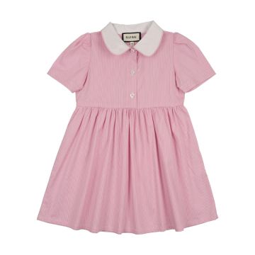 Elle Rae Pinstriped Pink Dress Short Sleeve