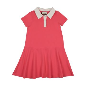 Elle Rae Pique Dress Hot Pink Short Sleeves
