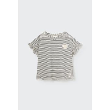 My Little Cozmo Organic slub striped flutter t-shirt Navy
