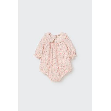 My Little Cozmo Organic floral baby romper Neon Pink