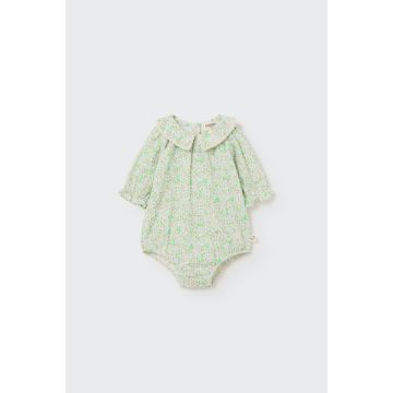 My Little Cozmo Organic floral baby romper neon Green