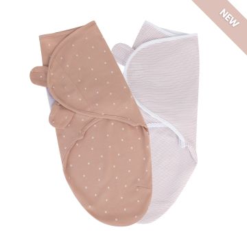 Elys and Co Adjustable Swaddles 2-Pack - Mauve Tulip