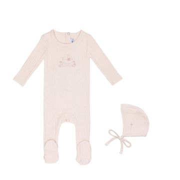 MIni Label Embroidered Carriage-Girls Footie and Hat