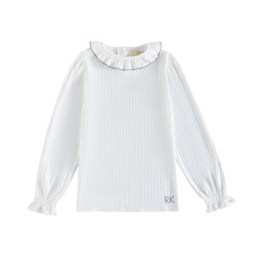 RetroKid Emery Pointelle Collared Tshirt Long Sleeve