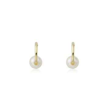 Twin Stars Gold Plated Pearl Slide On Small Hoop Earring