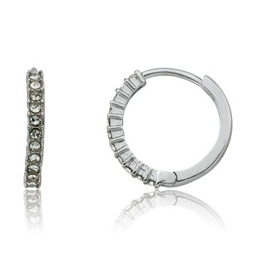 Twin Stars Rhodium plated Crystal Huggy Earring