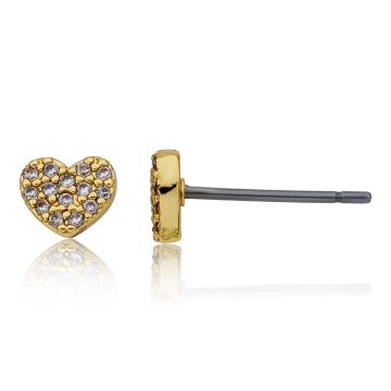 Twin Stars CZ Filled Heart Heart Stud