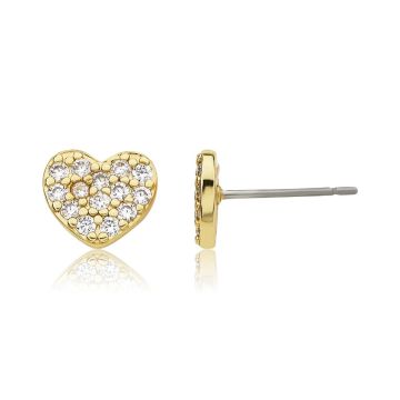 Twin Stars CZ Filled Big Heart Stud Earring