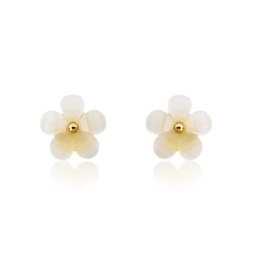 Twin Stars Frosted Flower Plated Stud