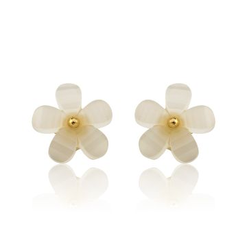 Twin Stars Large Clear Flower Std Earring