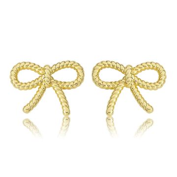 Twin Stars 14k Gold Plated Rope Bow Earring