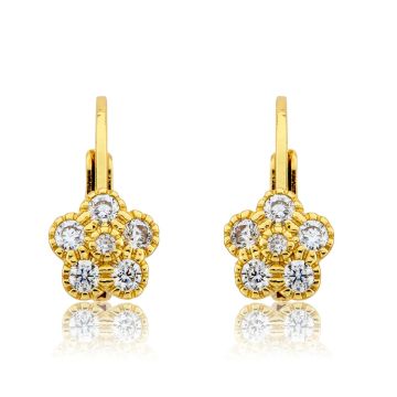 Twin Stars 14K Gold Plated Leverback Flower Earring