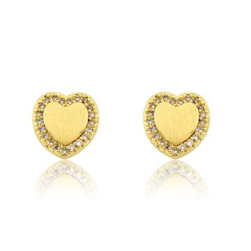 LMTS Classic 14k Brushed Gold Plated Heart Stud Earring