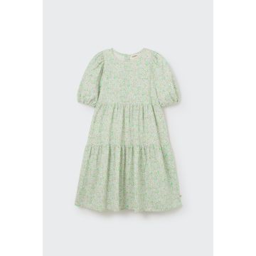 My Little Cozmo Organic Floral Dress Neon Green