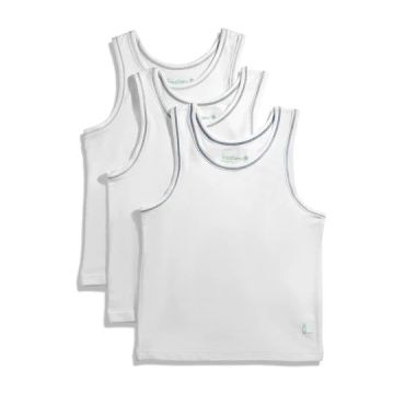 Feathers Boys Coverstitch White Tank