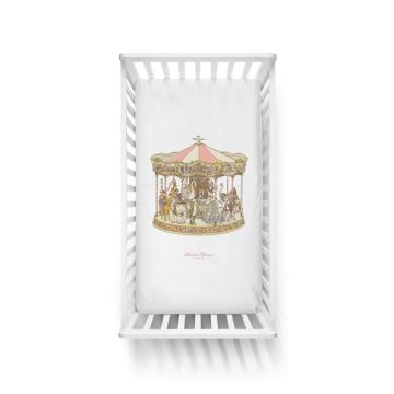 Atelier Choux Satin Fitted Sheet Carousel Pink