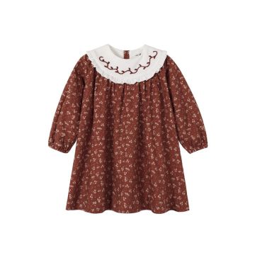 Nou Nelle Floral Burnt Red Bib Dress