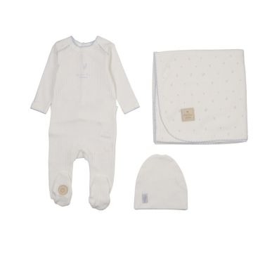 Mon Tresor Floral Signature Layette Set Ivory/Blue