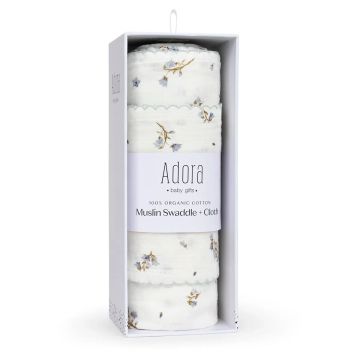 Adora Mini Floral Sage Swaddle + Cloth