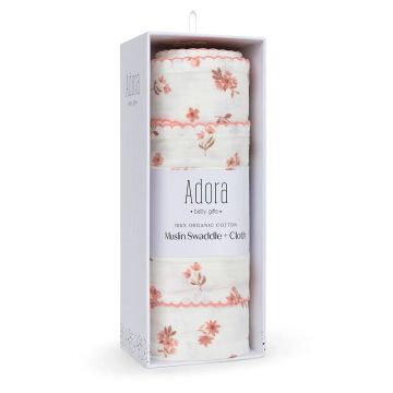 Adora Mini Floral Blush Swaddle + Cloth