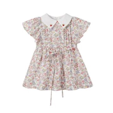 Nou Nelle Flutter Strawberry Embroidered SS Dress